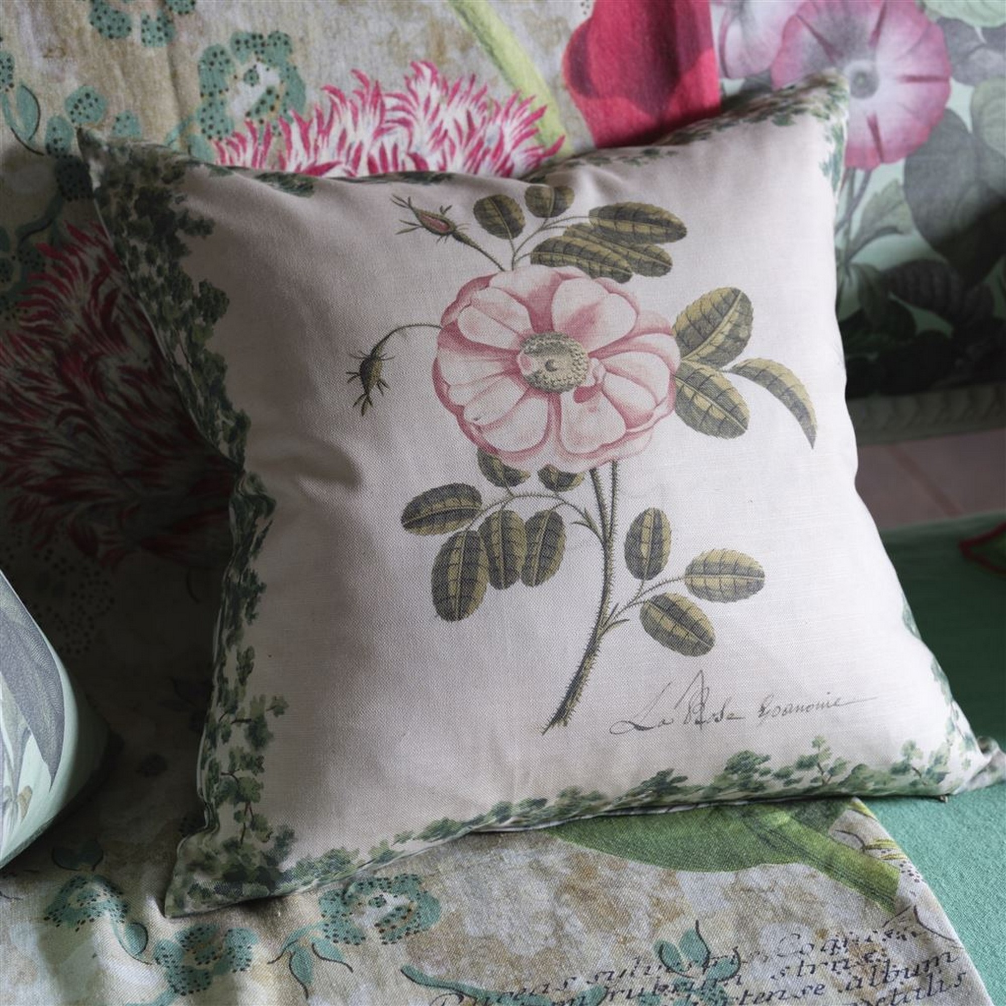 La Rose Floral Cushion in Rose Pink by John Derian50x50cm Cushion